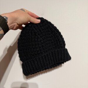Uniqlo Wool Blend Black Knit Beanie, One Size